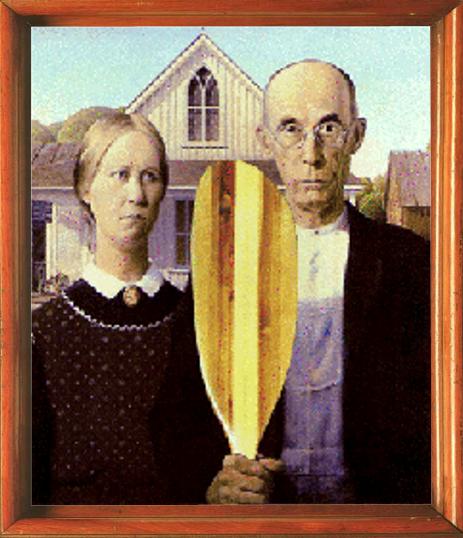 Wood canoe paddle american gothic